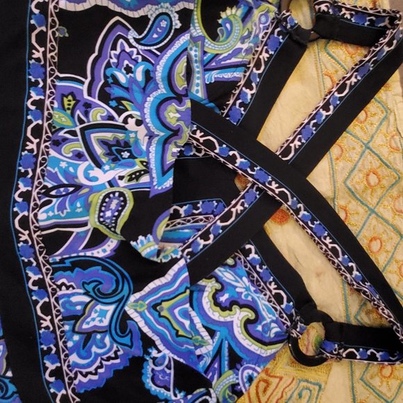 Beautiful Unique Summer Dress - INC - Small - Blue, Purple, White, Black Paisley - Picture 1 of 4